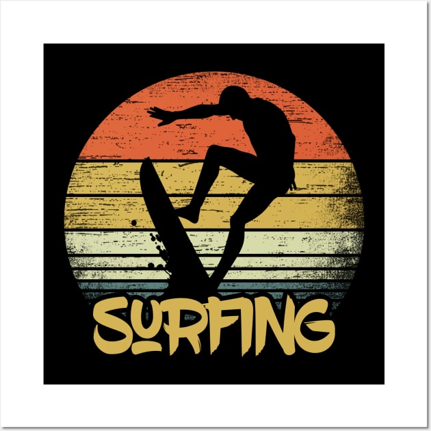 Vintage Surfing Gift For Sufing Summer Holidays At The Beach Wall Art by RK Design